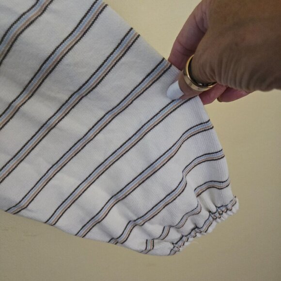 Madewell Striped Puff Drop Shoulder Balloon Sleeve Striped Top 2022 Size M - Picture 11 of 14